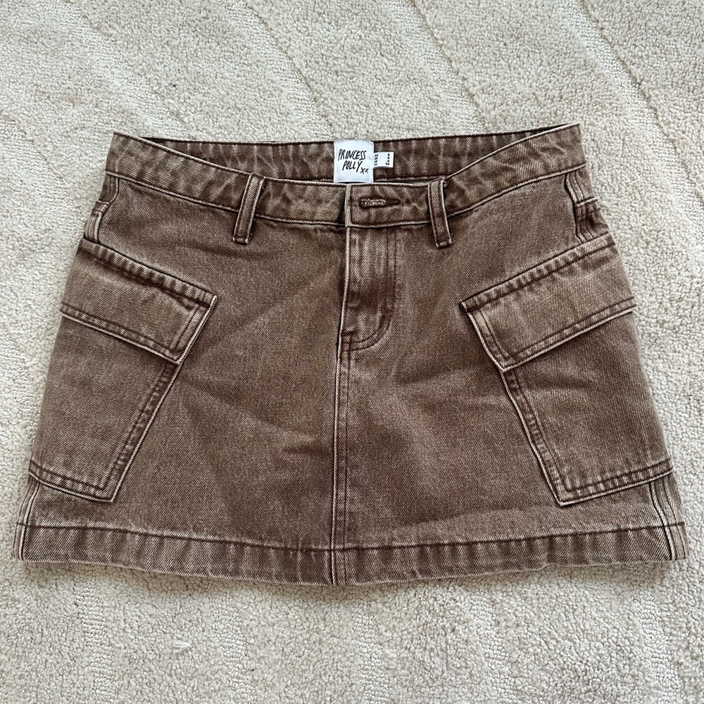 Princess Polly - Zakai Cargo Denim Mini Skirt Brown - Picture 4 of 6
